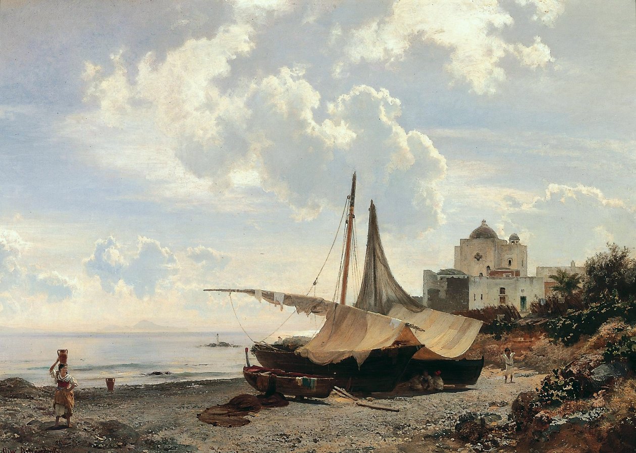 Torre del Greco door Oswald Achenbach