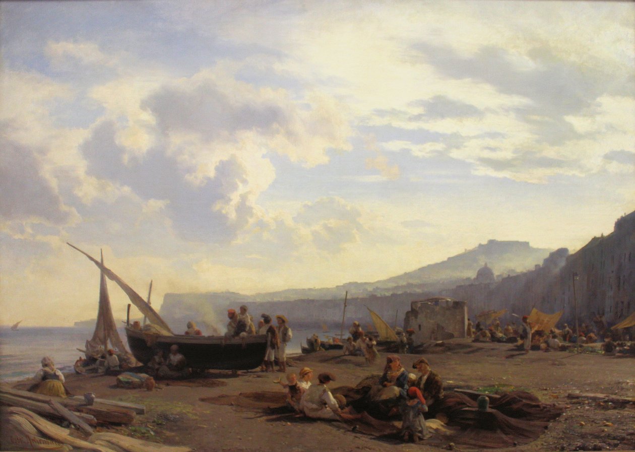 Chemnitz, Kunstcollecties, Oswald Achenbach, Strandgezicht door Oswald Achenbach