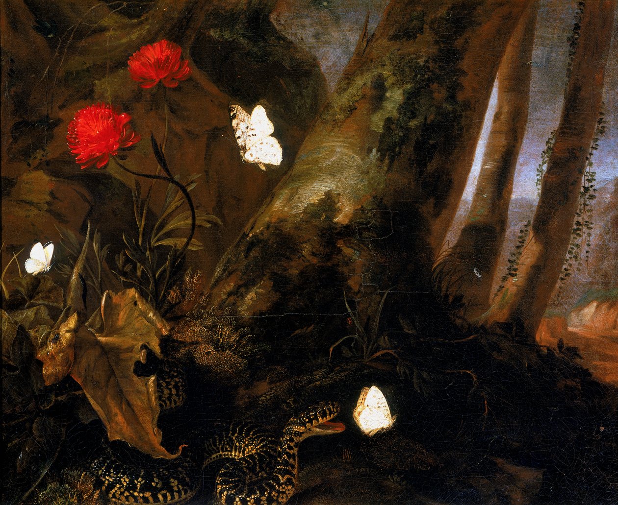 Onderhout met dieren door Otto Marseus  van Schrieck