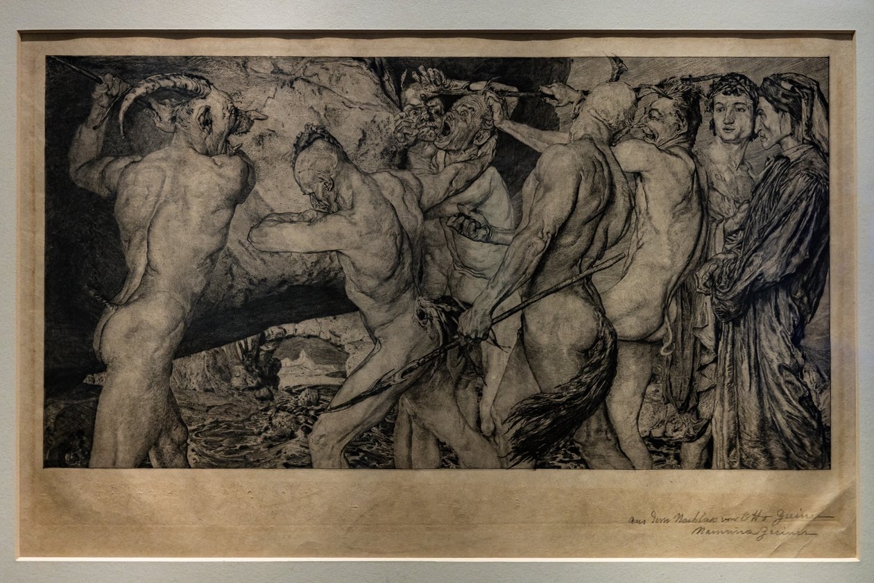 Dante en Vergilius in de hel door Otto Greiner
