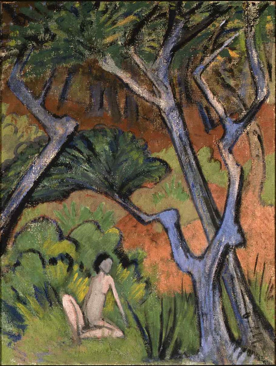 Boslandschap met naakt, 1924 door Otto Mueller