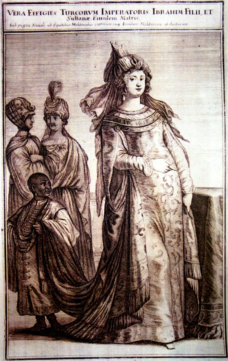 Kosem Sultan met bedienden, 1647 door Ottoman School