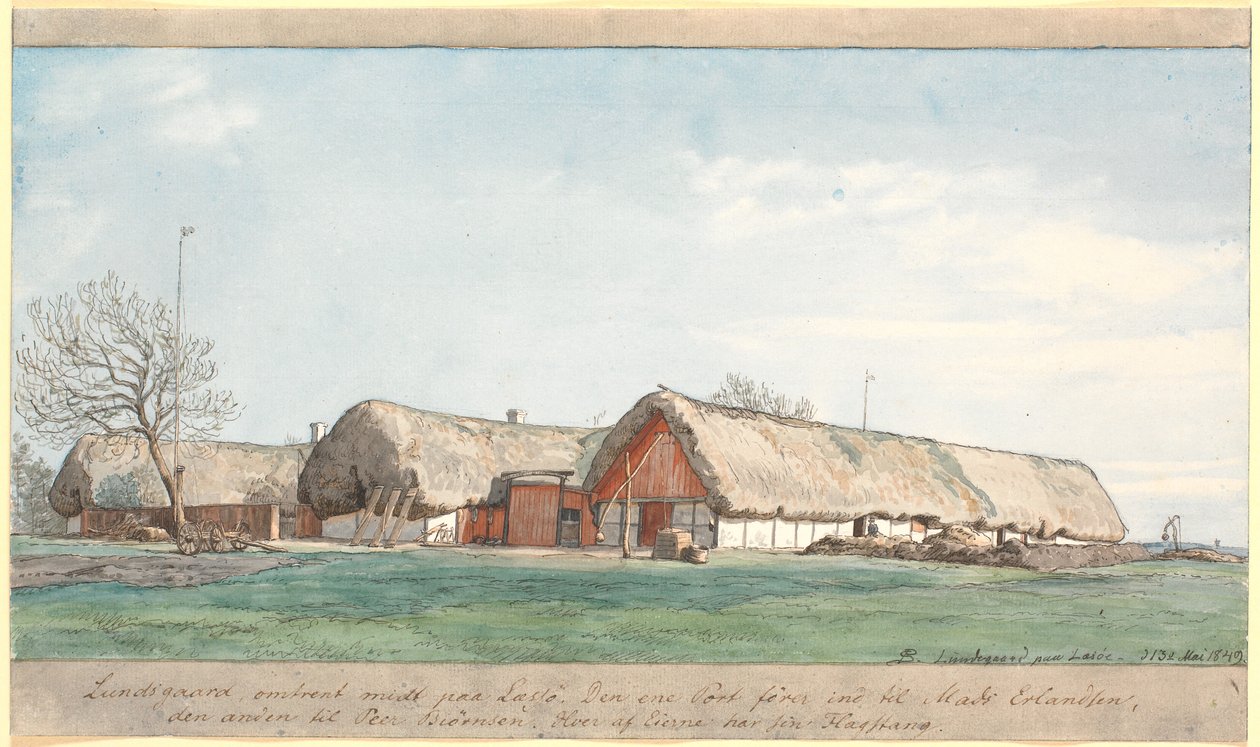 Lundsgaard ongeveer halverwege Læsø. door P.C. Skovgaard