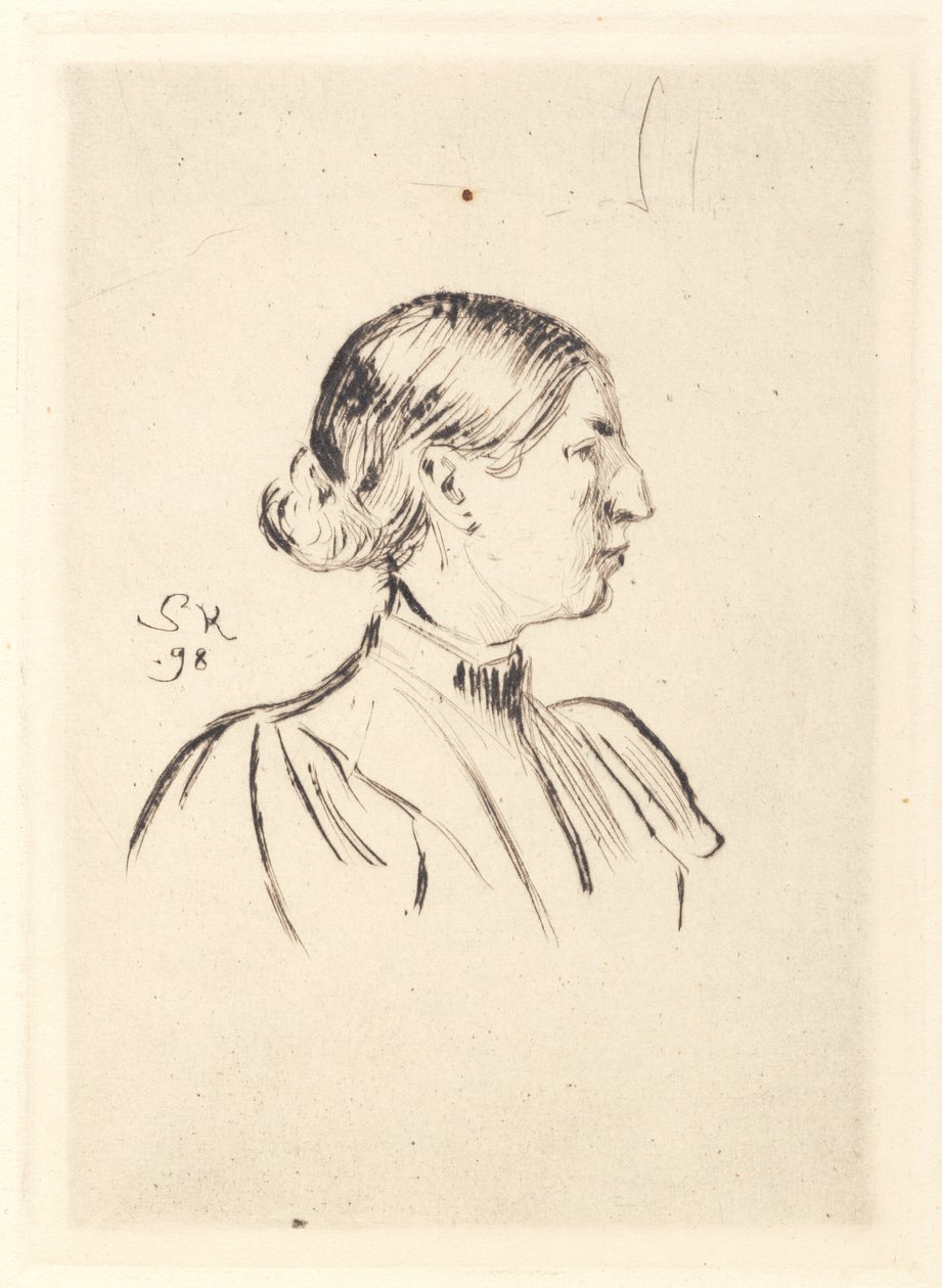 Portret van Anna Ancher, profiel door Peder Severin Krøyer