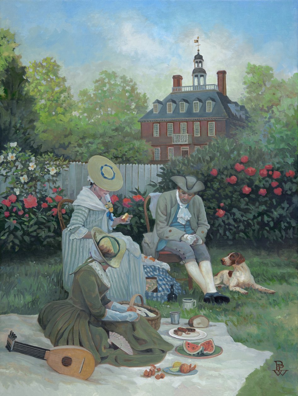De picknick, 2015 (olieverf op doek) door Pamela Patrick White