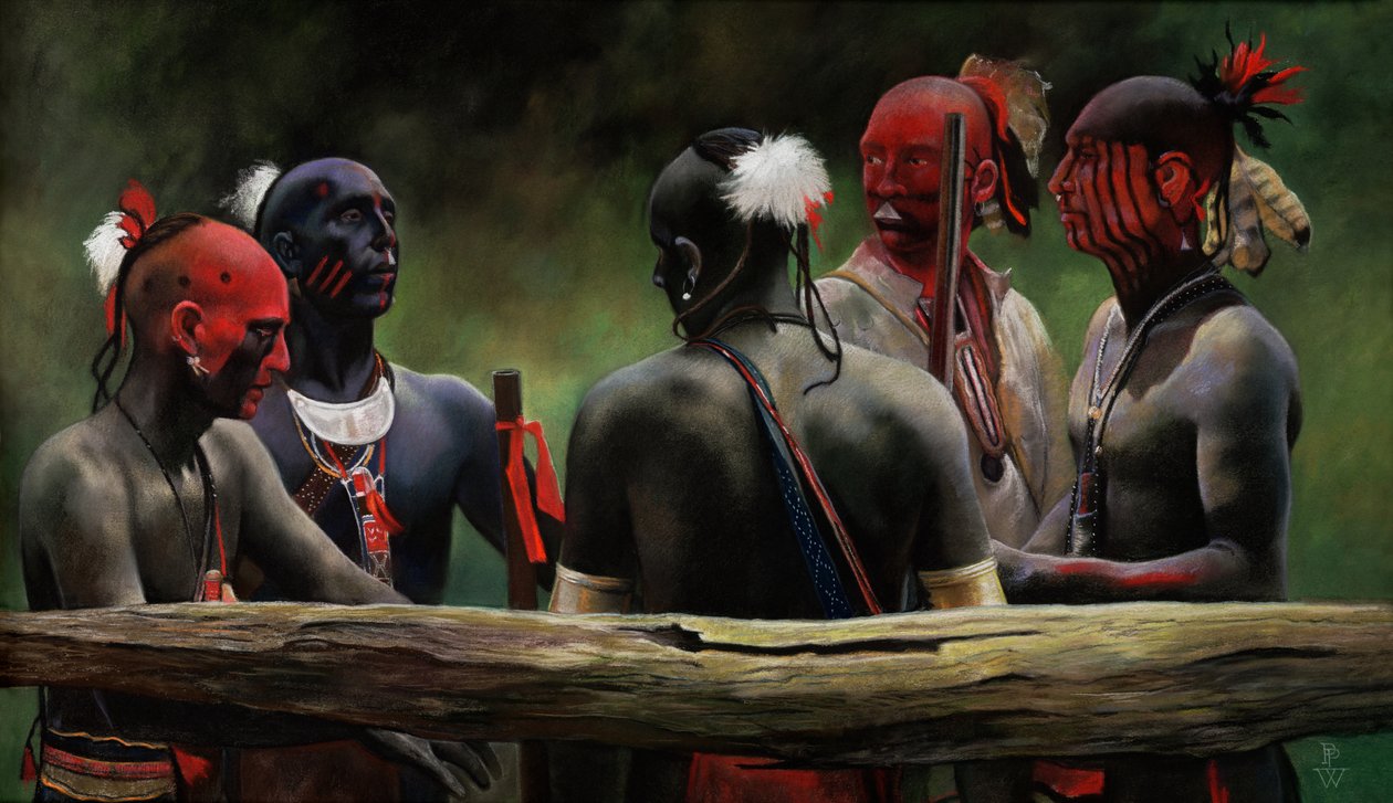 Tegen het hek, 2004 (pastel) door Pamela Patrick White