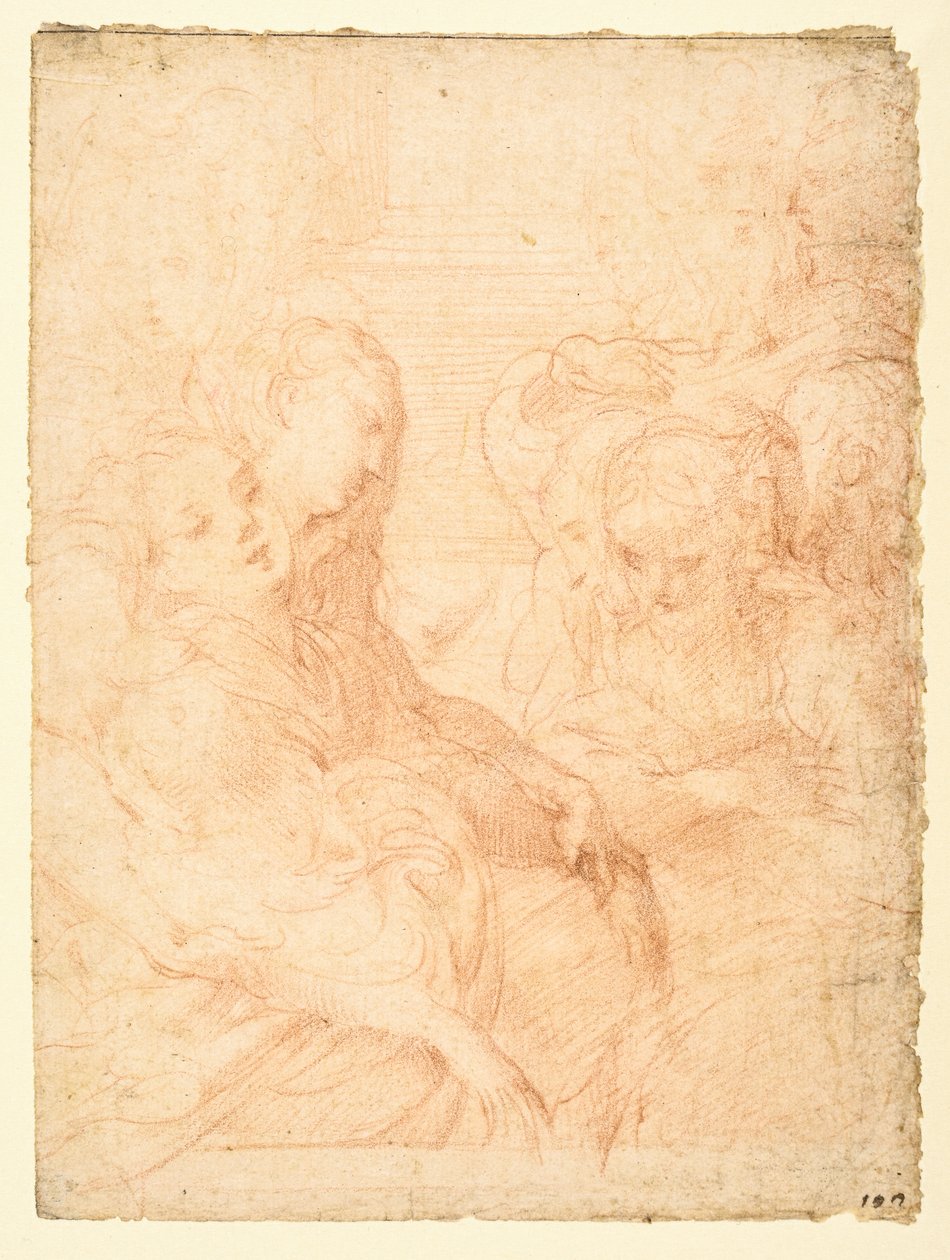 Groep vrouwen (recto) door Parmigianino