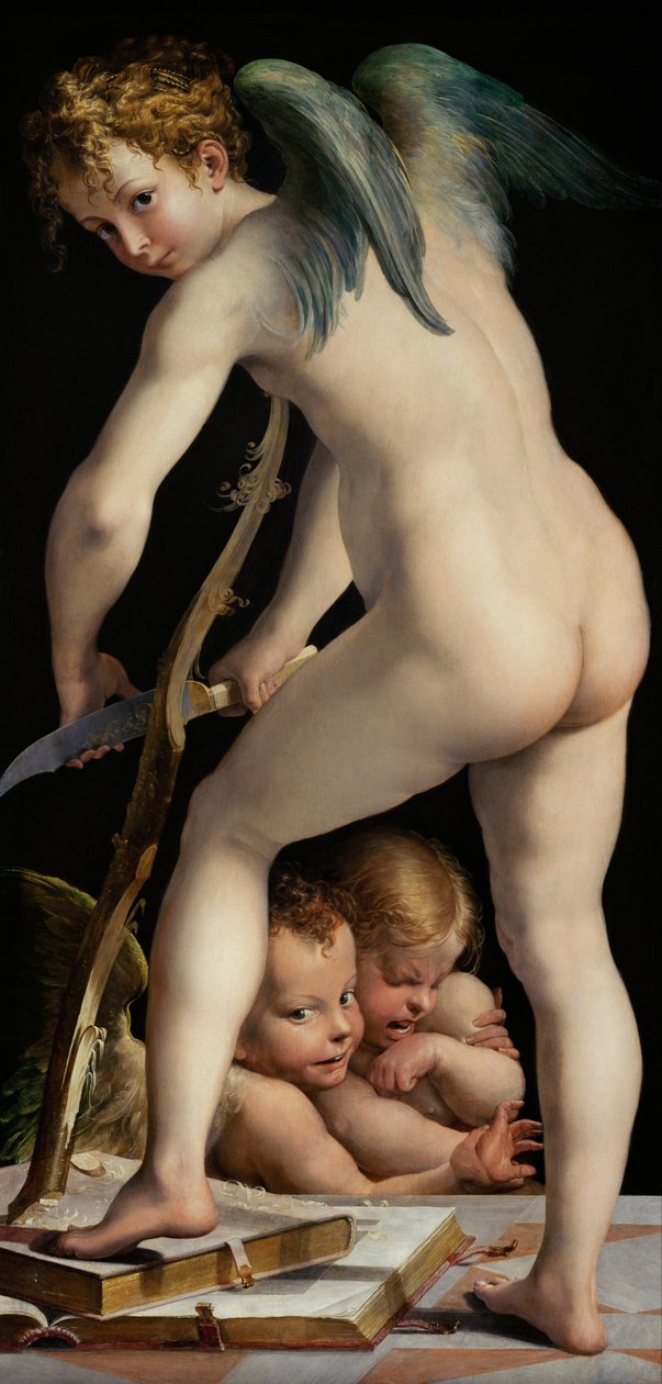 Boogsnijwerk Amor "
" door Parmigianino