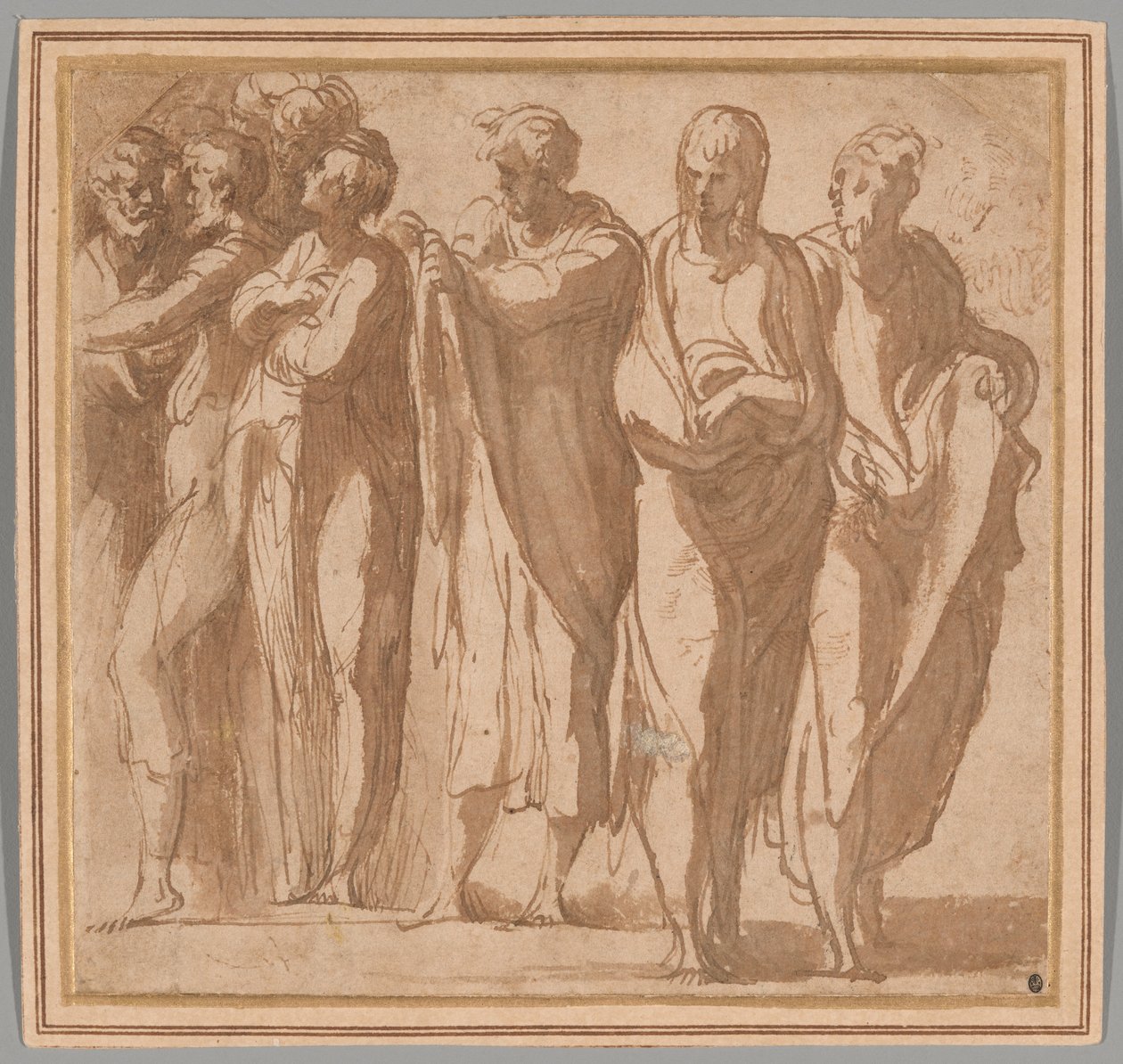 Groep van negen staande figuren door Parmigianino