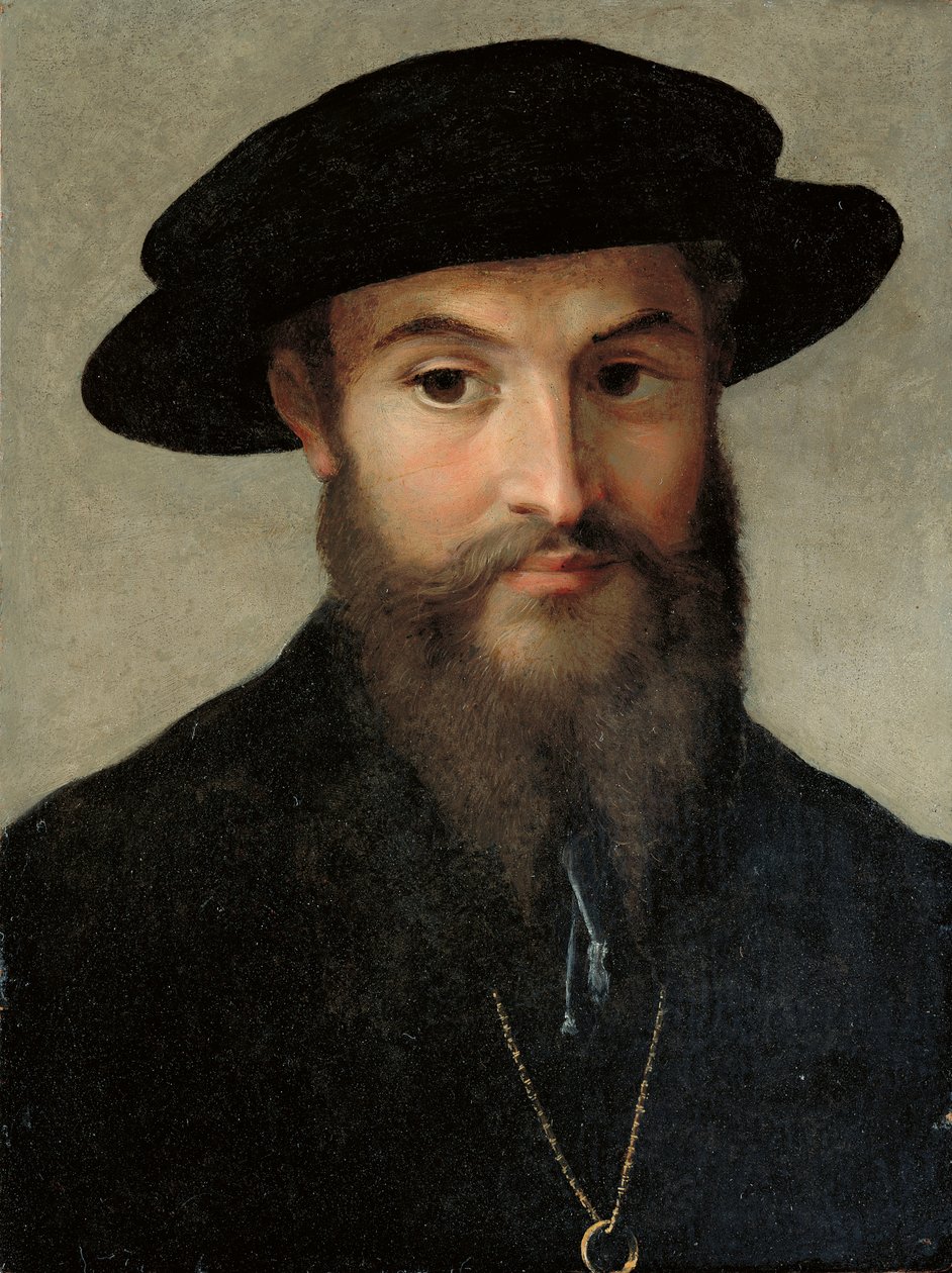 Portret van een bebaarde man door Parmigianino