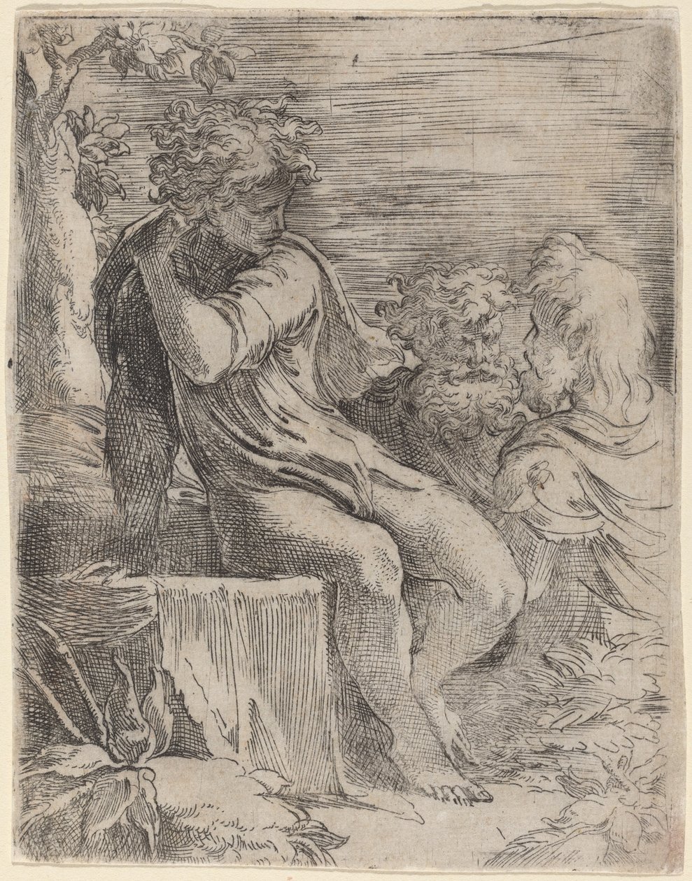 De jongen en twee oude mannen door Parmigianino