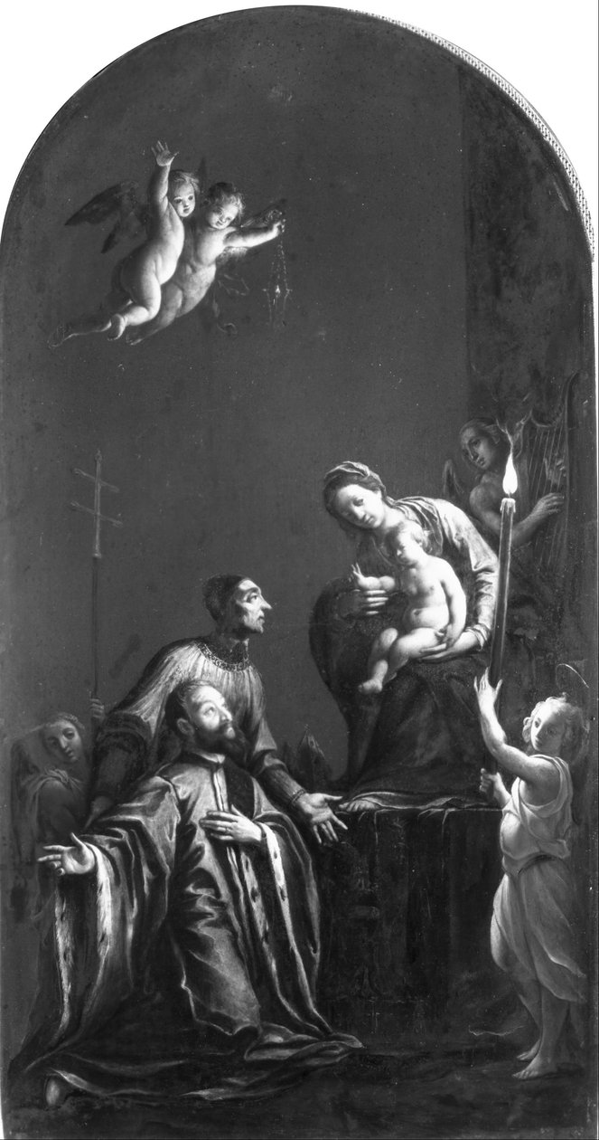 De Madonna met Sint Lorenzo Giustiniani en een Venetiaanse edelman door Pasquale Ottino