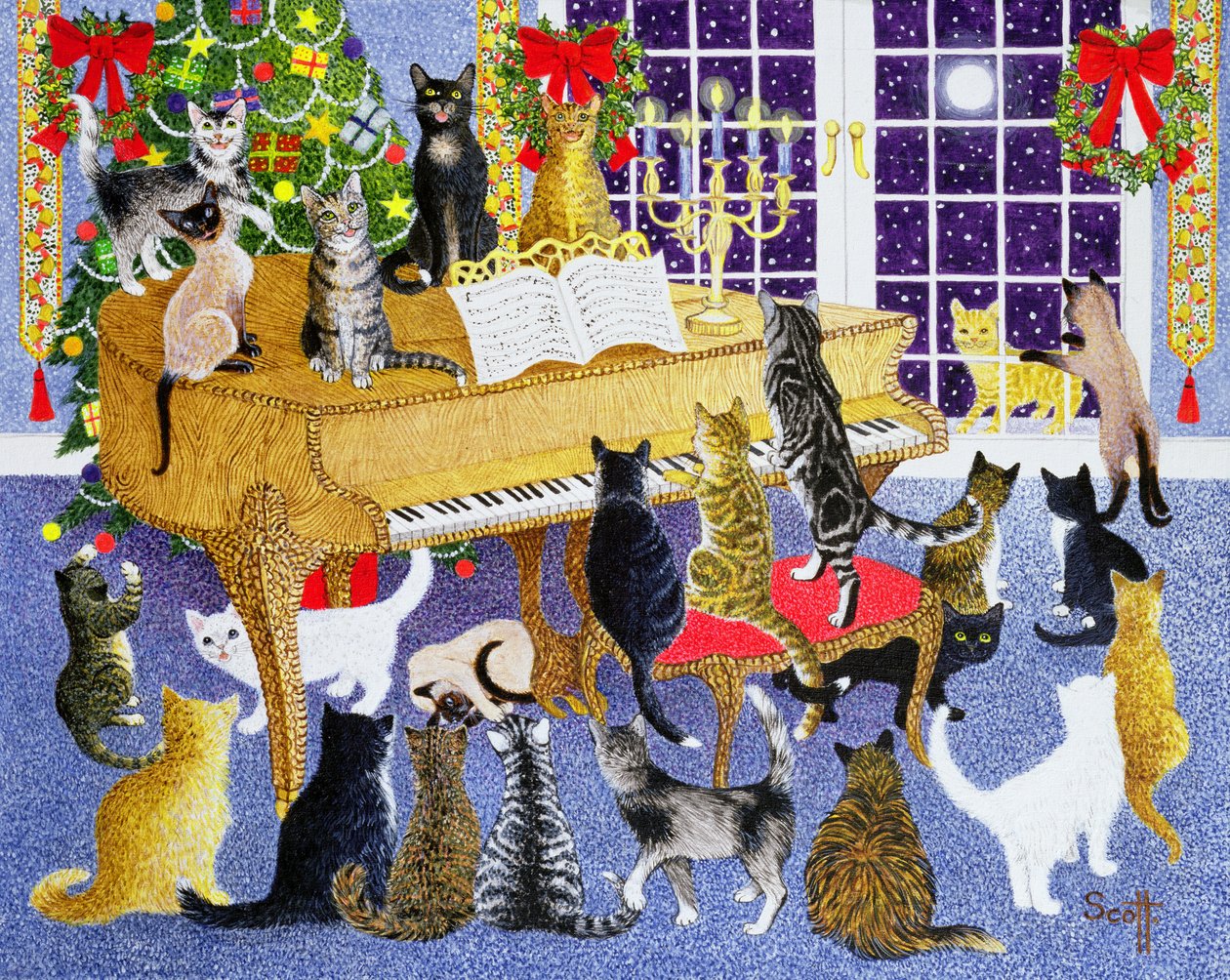 Kerstkoor (acryl op doek) door Pat Scott