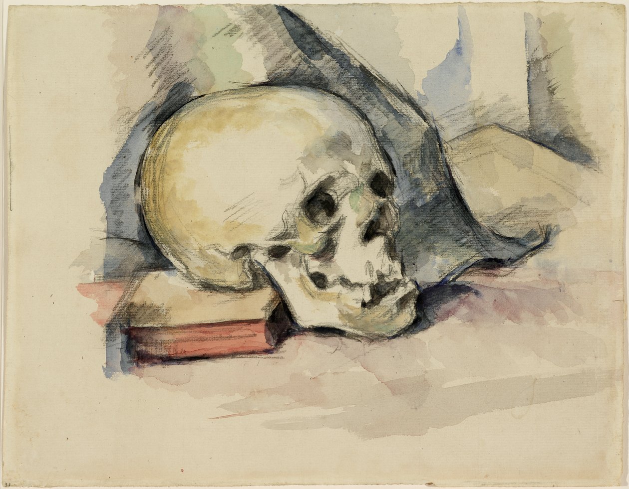 Schedel en Boek, ca. 1885 door Paul Cézanne