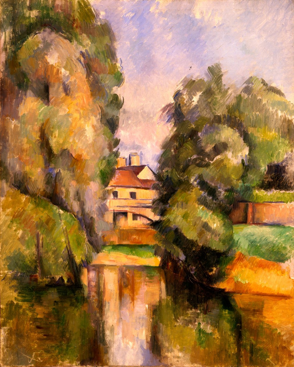 Landhuis bij een rivier door Paul Cézanne