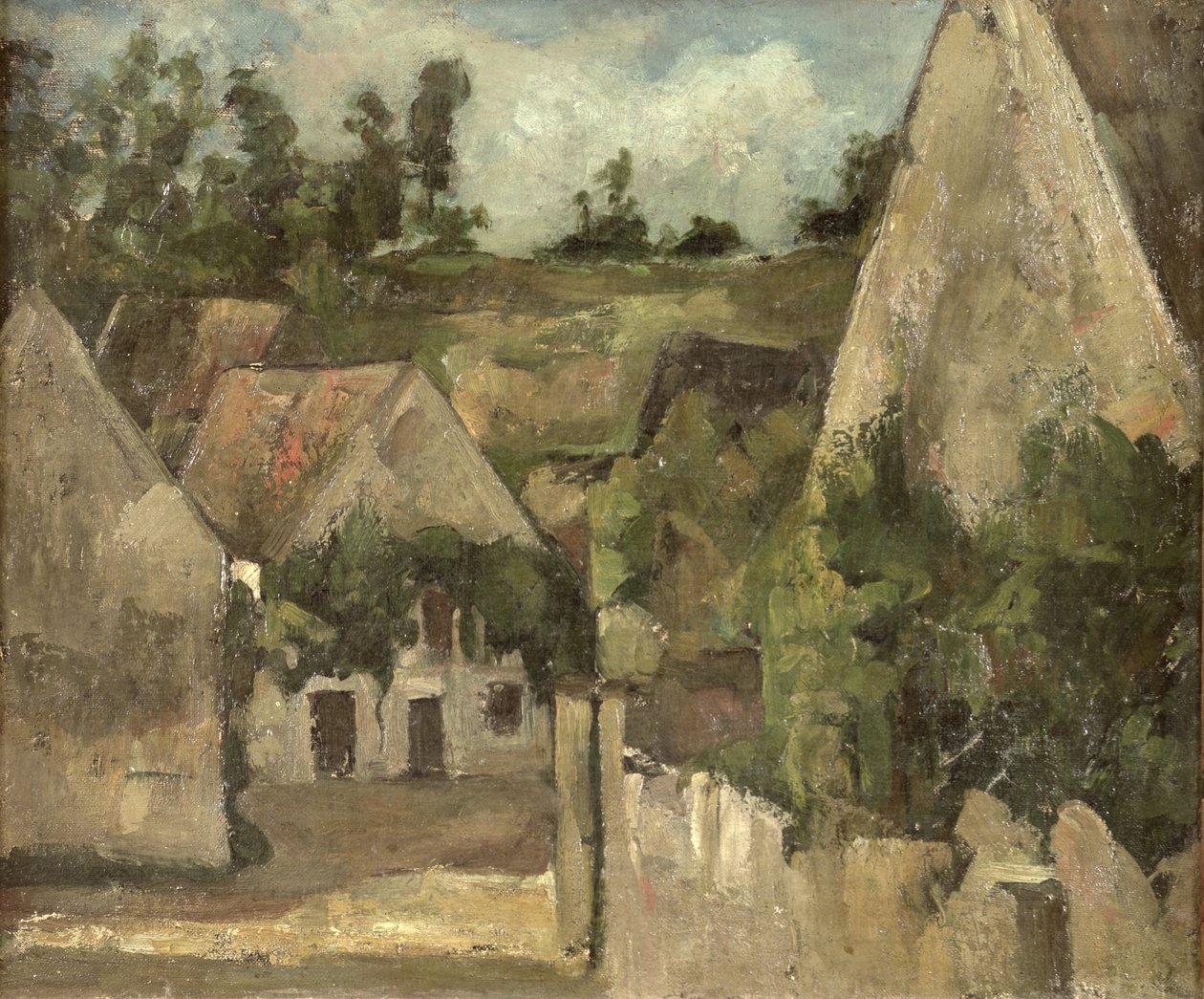 Kruispunt bij de Rue Remy, Auvers, c.1872 door Paul Cézanne