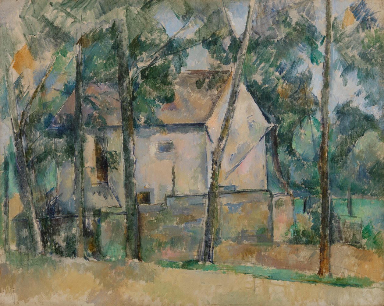 Huis en bomen door Paul Cézanne