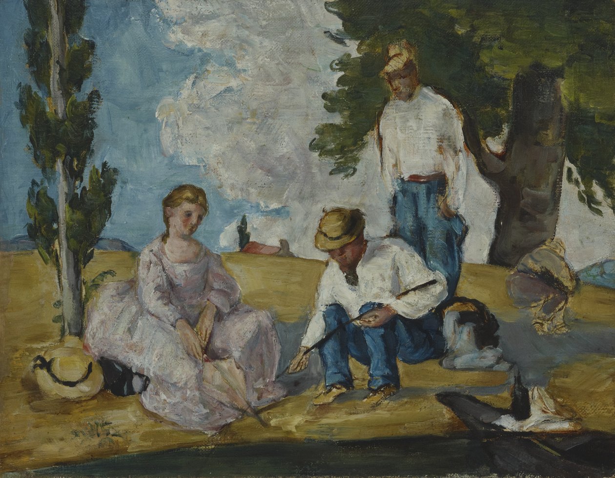 Picknick aan een rivier, 1873-74 door Paul Cézanne