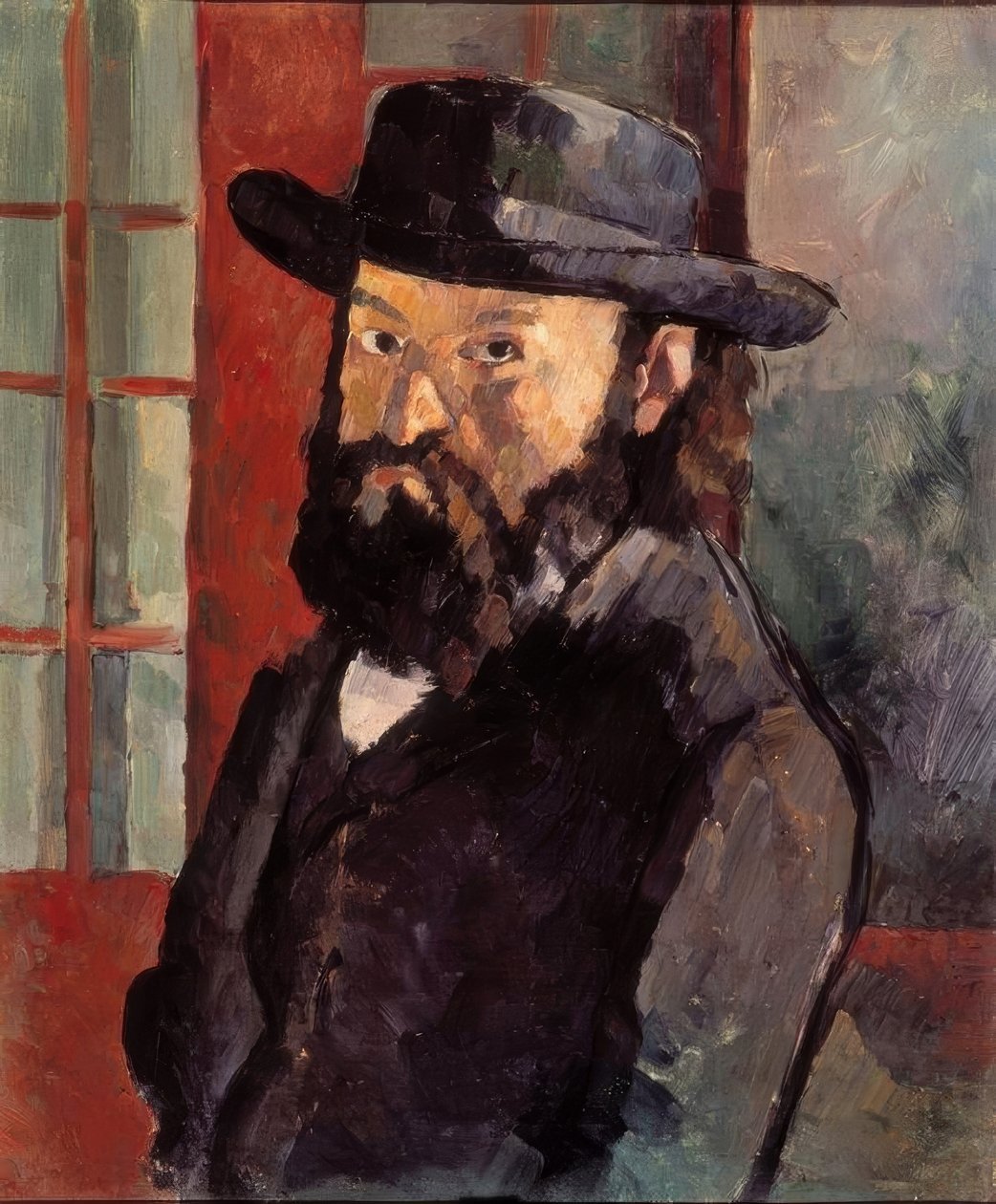 Portret van Cézanne met vilten hoed door Paul Cézanne