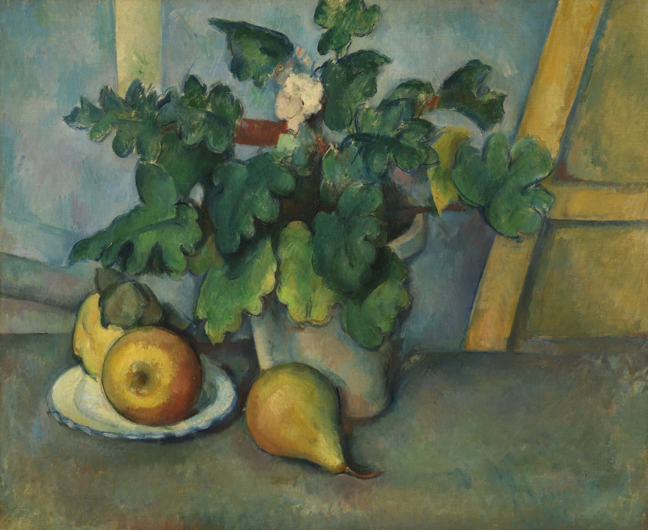 Pot met bloemen en peren, ca. 1888-90 door Paul Cézanne