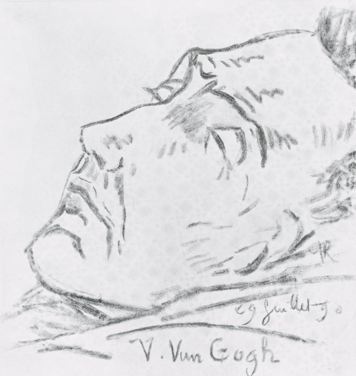 Portret van Vincent Van Gogh (1853-90) op zijn sterfbed, 29 juli 1890 door Paul Gachet
