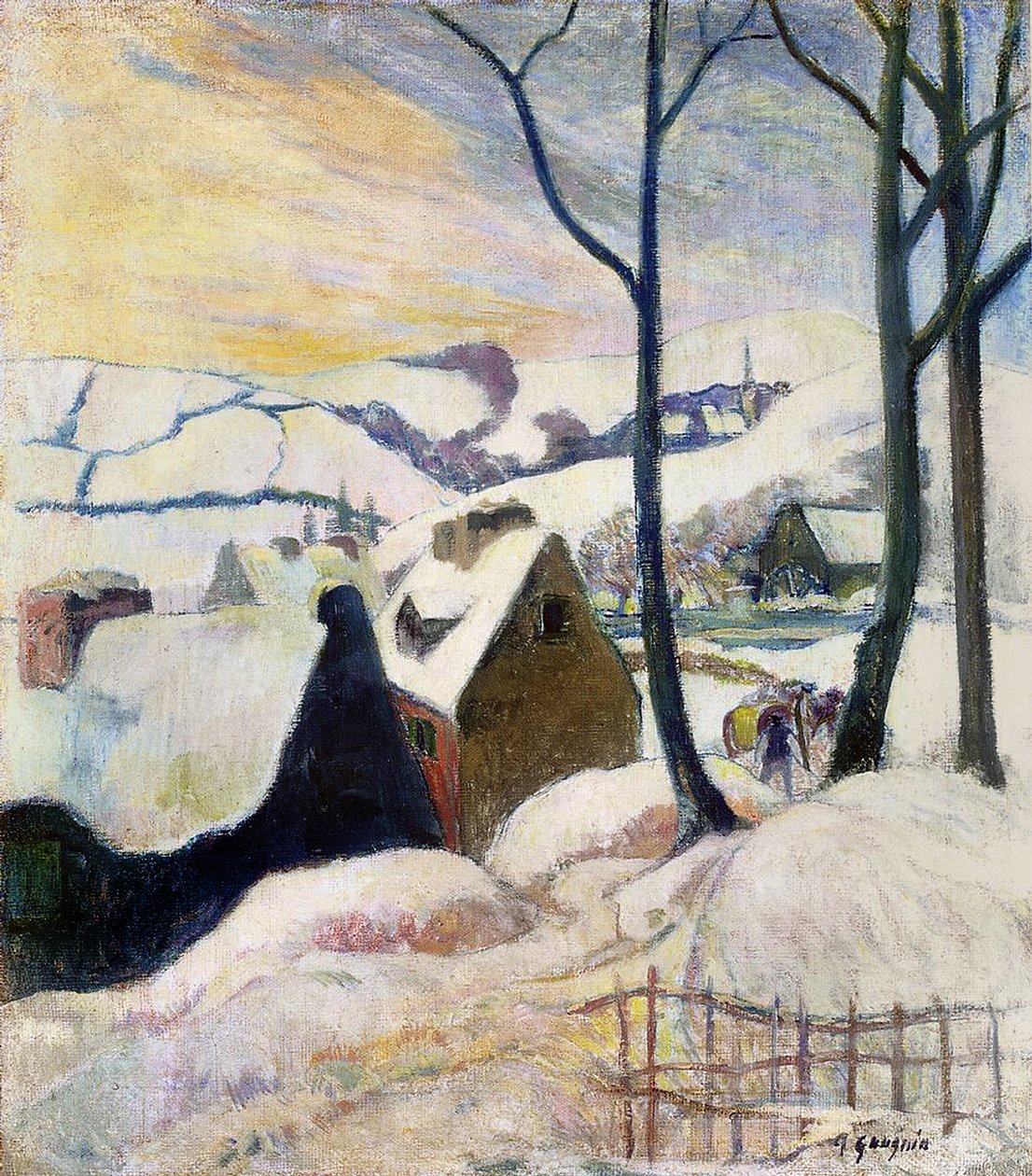 Bretons dorp onder sneeuw, 1894 door Paul Gauguin