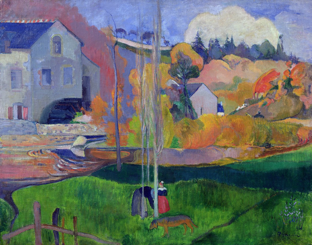 Landschap in Bretagne: de David Molen, 1894 door Paul Gauguin