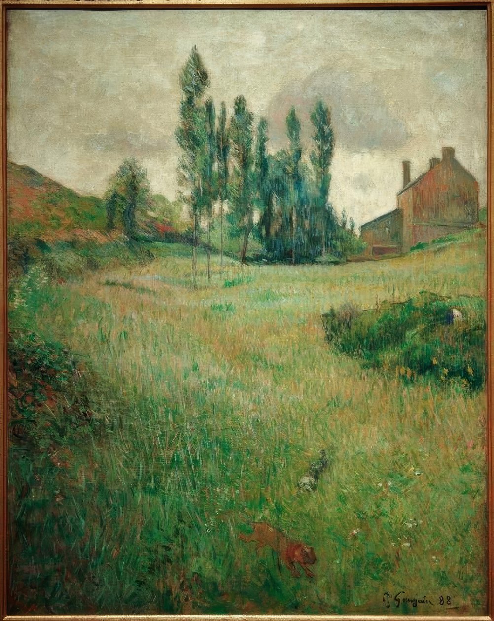 Honden op een weide door Paul Gauguin