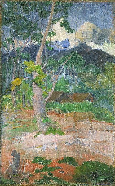 Landschap met een paard door Paul Gauguin