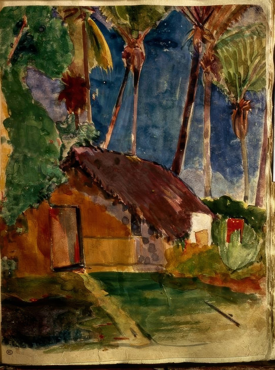 Landschap op Tahiti door Paul Gauguin