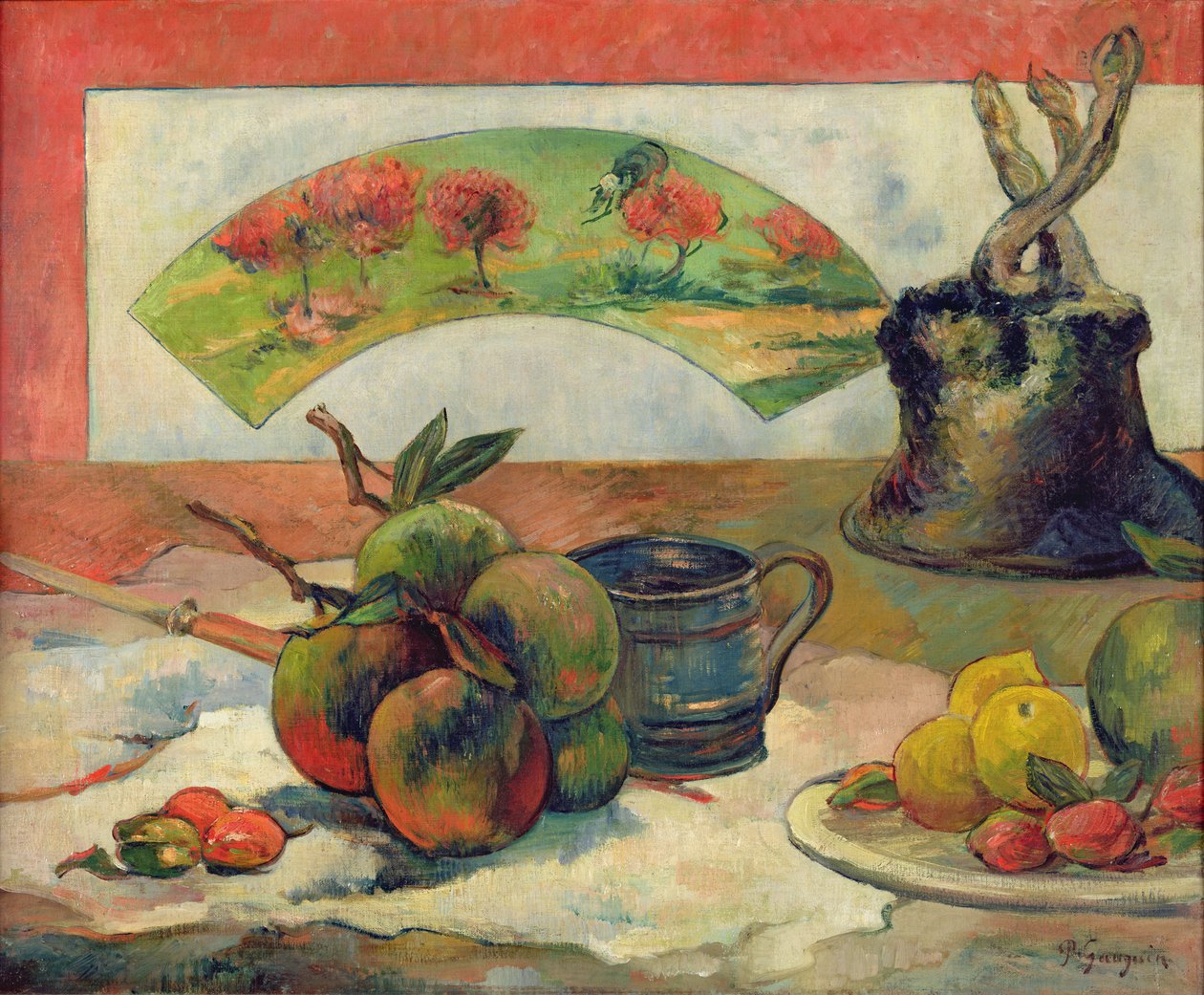 Stilleven met een waaier, c.1889 door Paul Gauguin