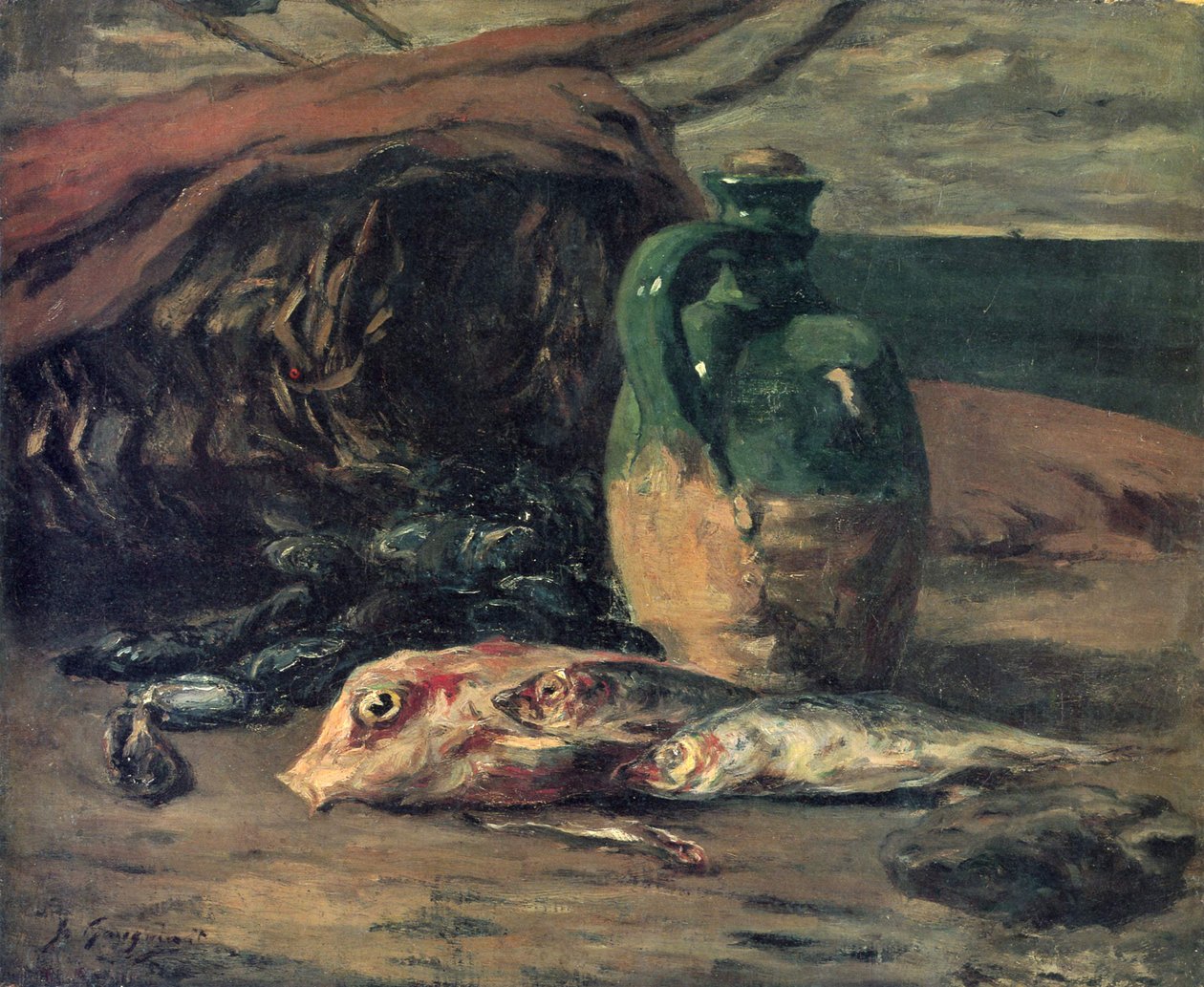 Stilleven met vissen door Paul Gauguin
