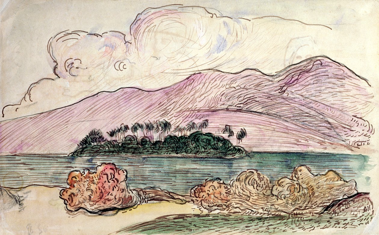 Tahitiaans Landschap door Paul Gauguin