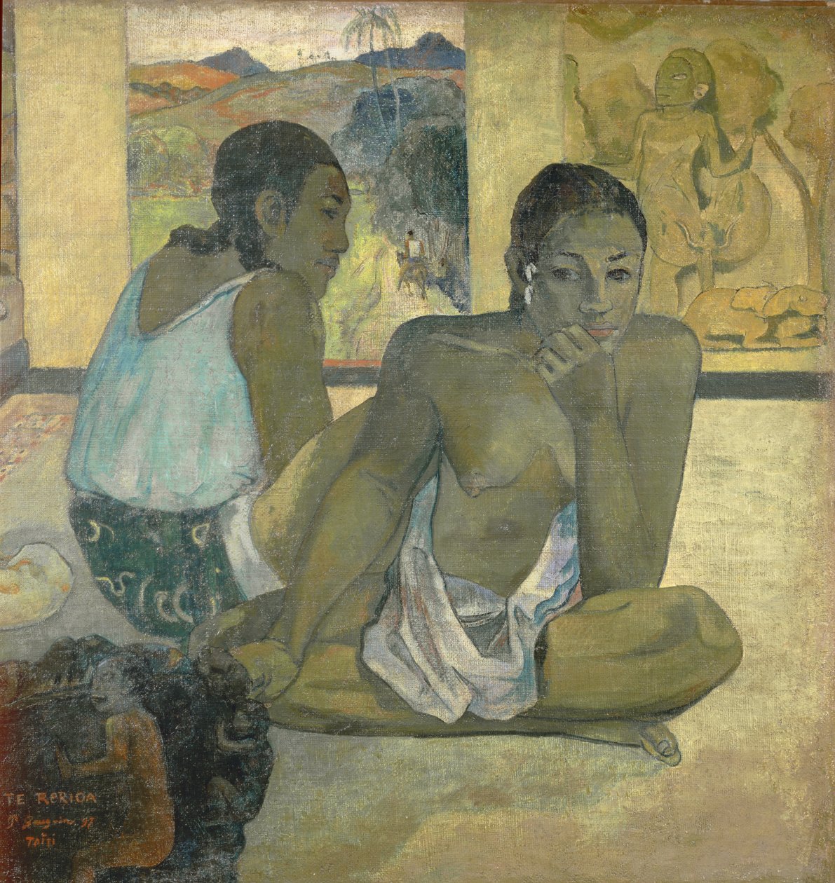 Te Rerioa (Dagdromen), 1897 (detail) door Paul Gauguin
