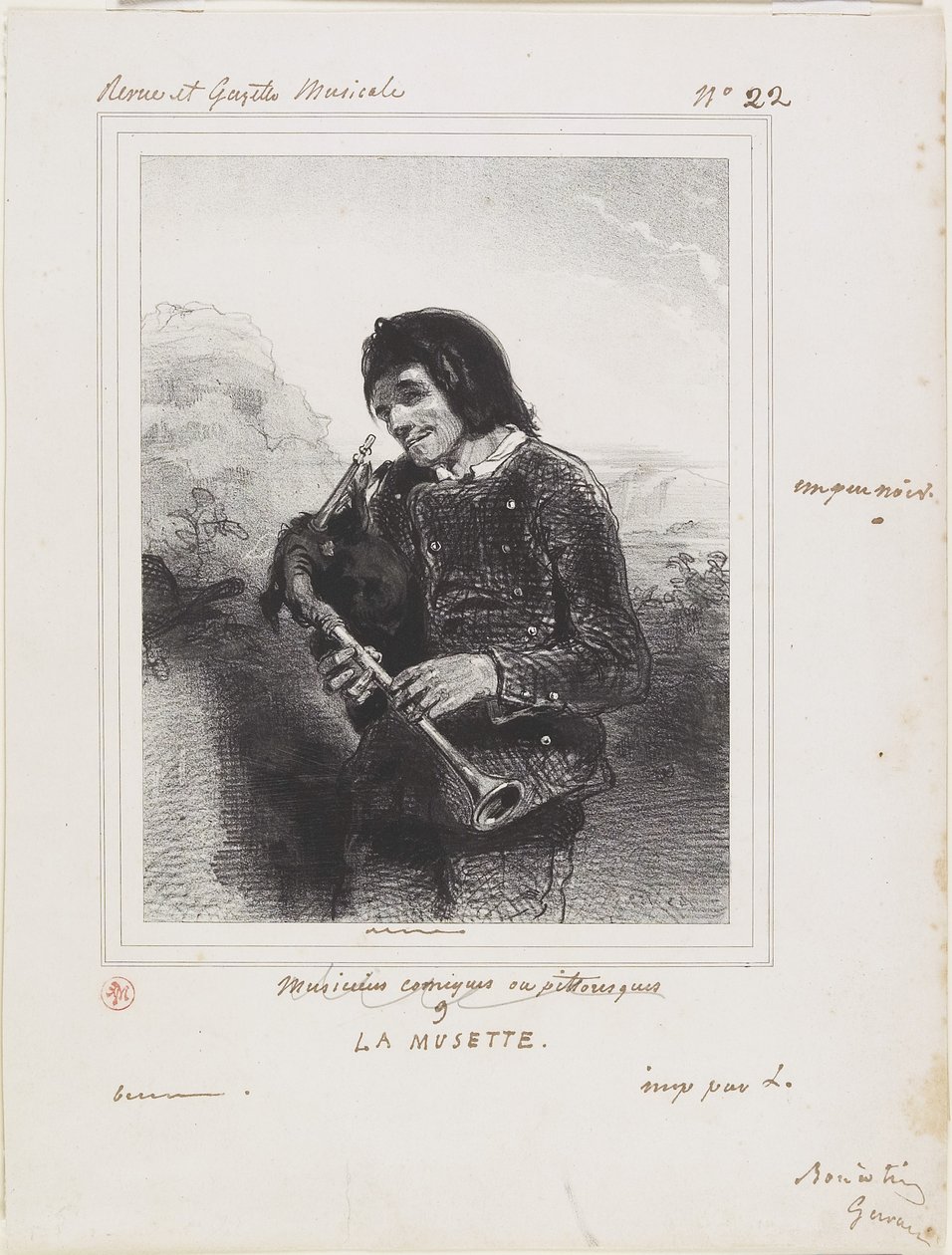 La Musette (De Doedelzakspeler), 1844 door Paul Gavarni
