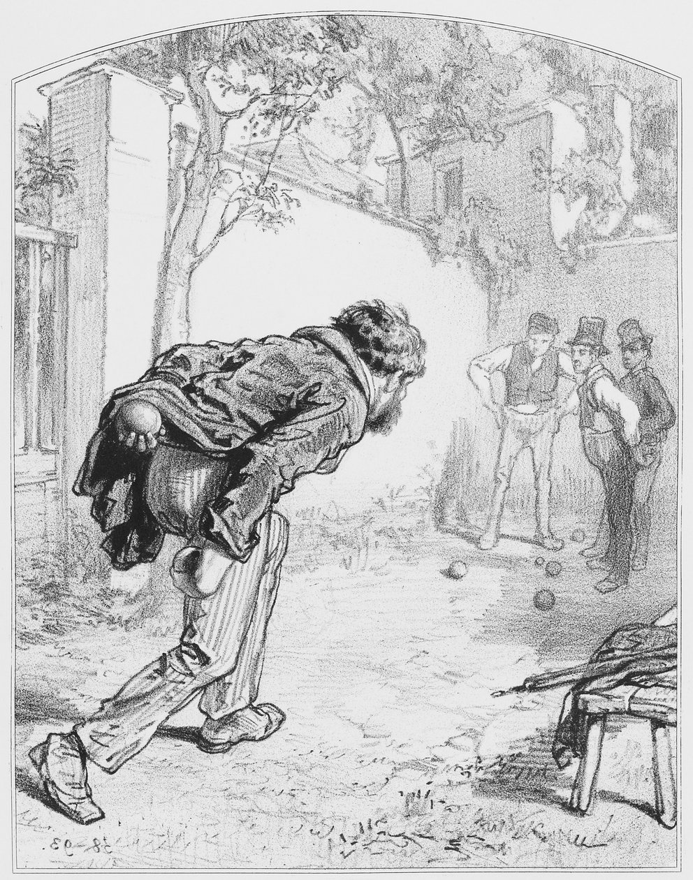 Les boules, Plaat 11 uit Les Toquades, 1858 door Paul Gavarni