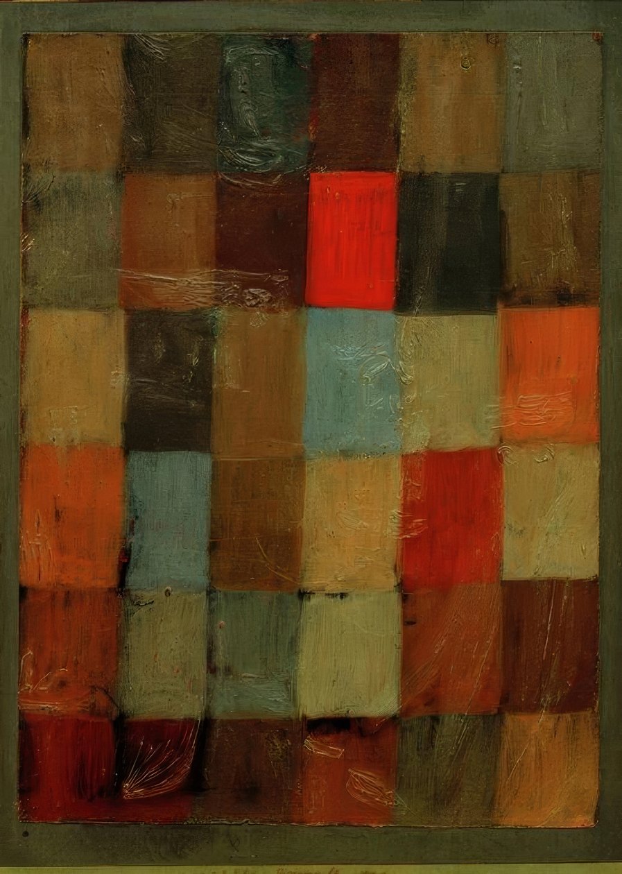 Harmonie blauw=oranje door Paul Klee