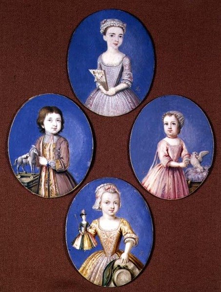 Miniatuur van de vier Whitmore kinderen door Paul Peter Lens