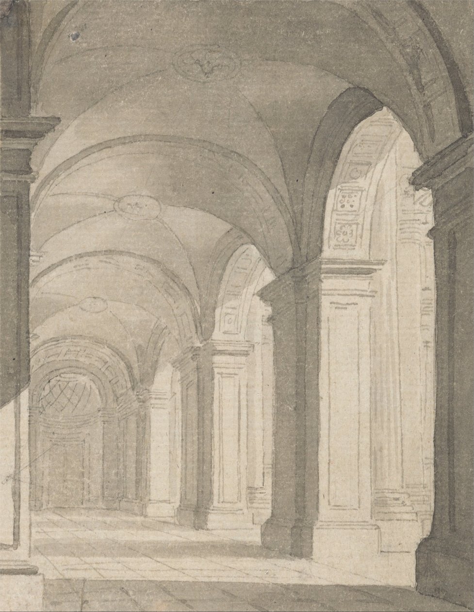 Colonnade met gewelfd dak door Paul Sandby