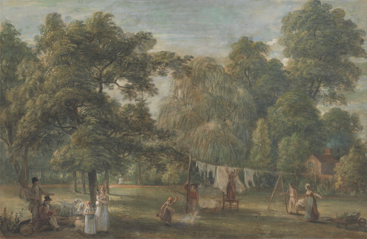De Tuin van het Huis van Thomas Sandby in Englefield Green bij Windsor door Paul Sandby
