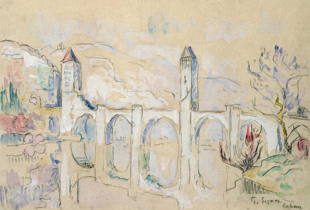 De Pont Valentre, Cahors door Paul Signac