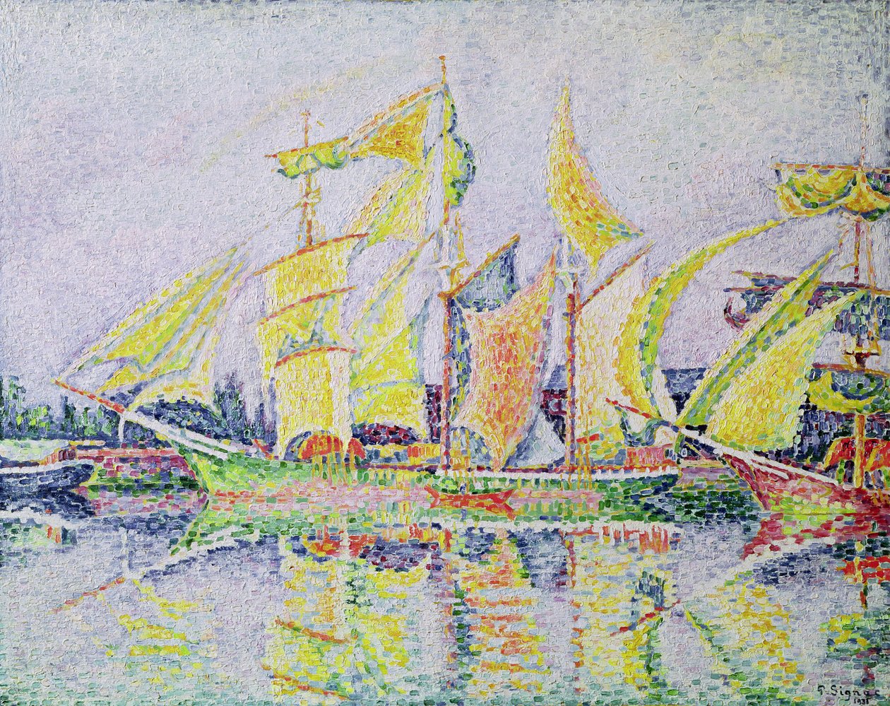 Drie gele masten door Paul Signac