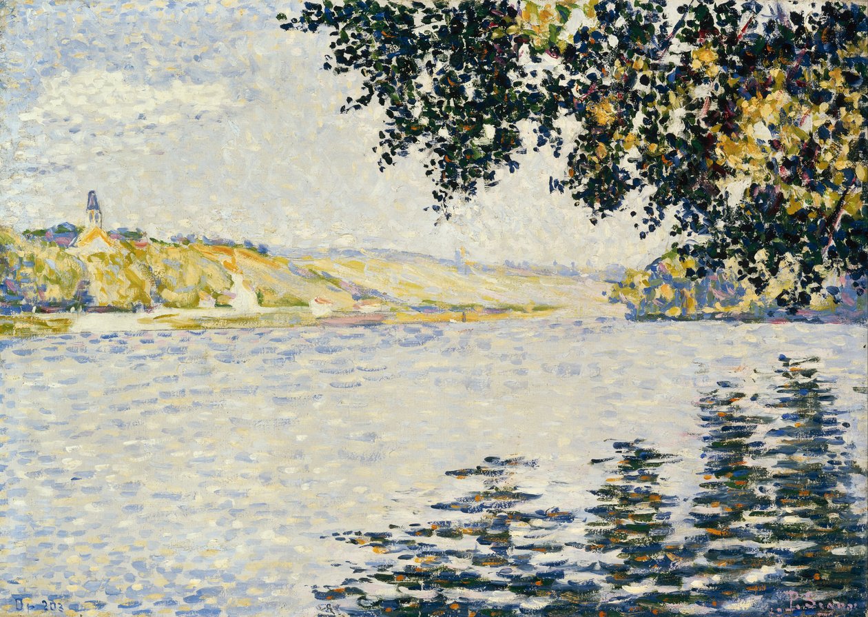 Uitzicht op de Seine bij Herblay door Paul Signac