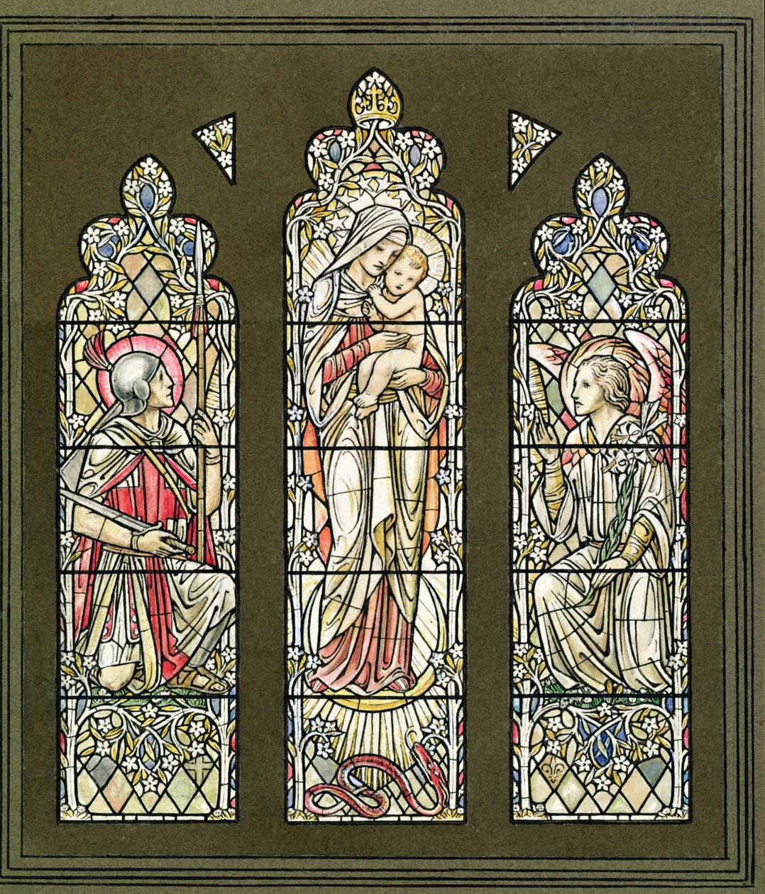 Ontwerp voor een glas-in-loodraam, eind jaren 1920 door Paul Vincent Woodroffe