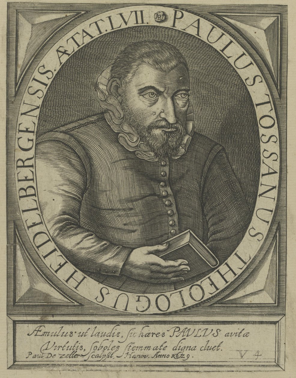 Portret van Paulus Tossanus door Paul de Zetter  
