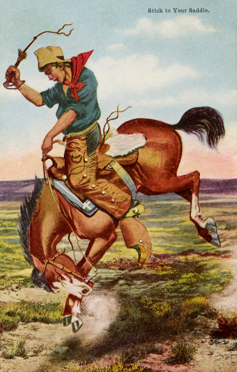 Cowboy op bokkend paard door Paul (after) Gredo