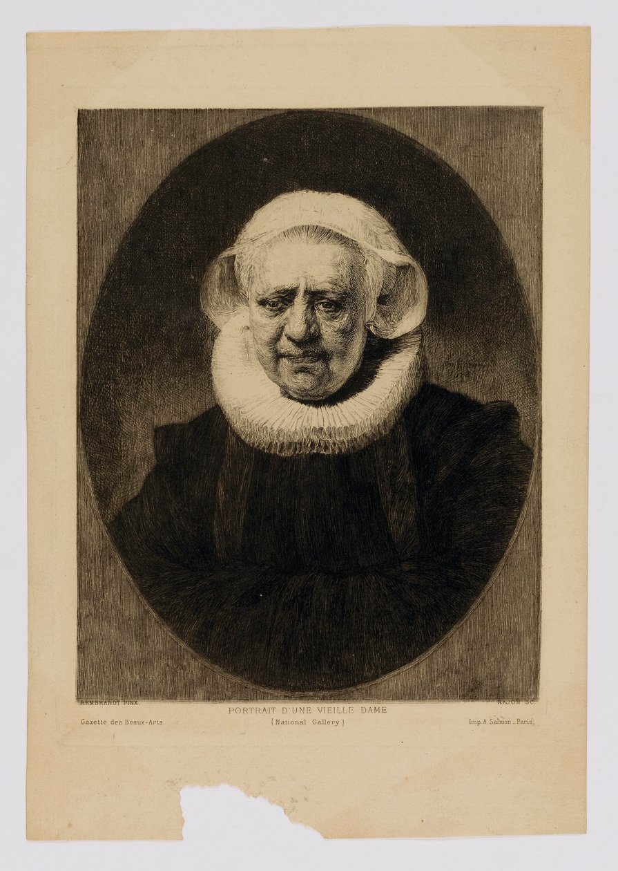 Portret van een oude dame door Paul Adolphe Rajon
