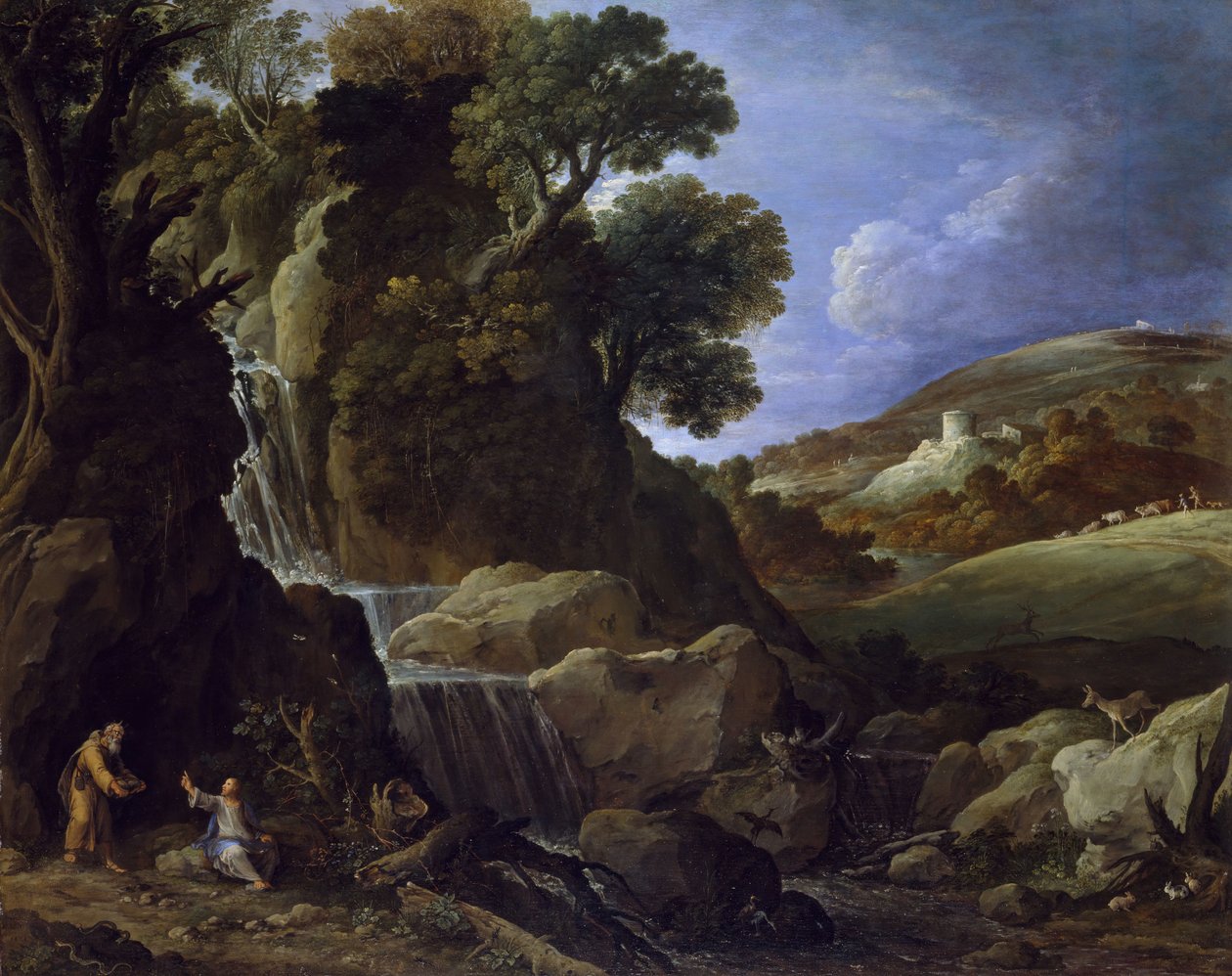 Christus verzocht in de wildernis door Paul Brill