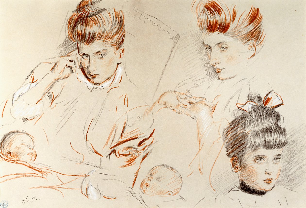 Schetsen van Mme door Paul Cesar Helleu