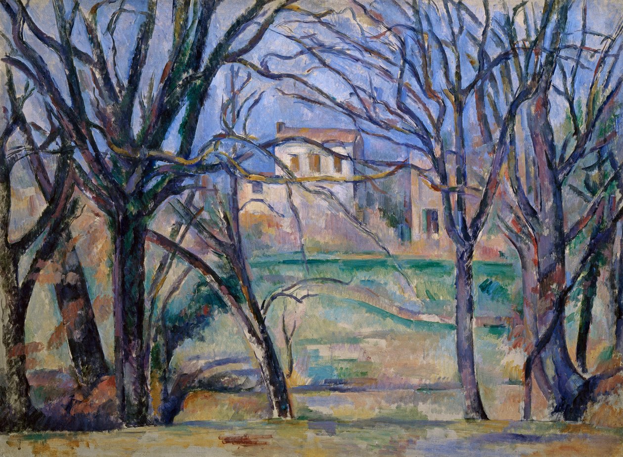 Bomen en huizen door Paul Cézanne